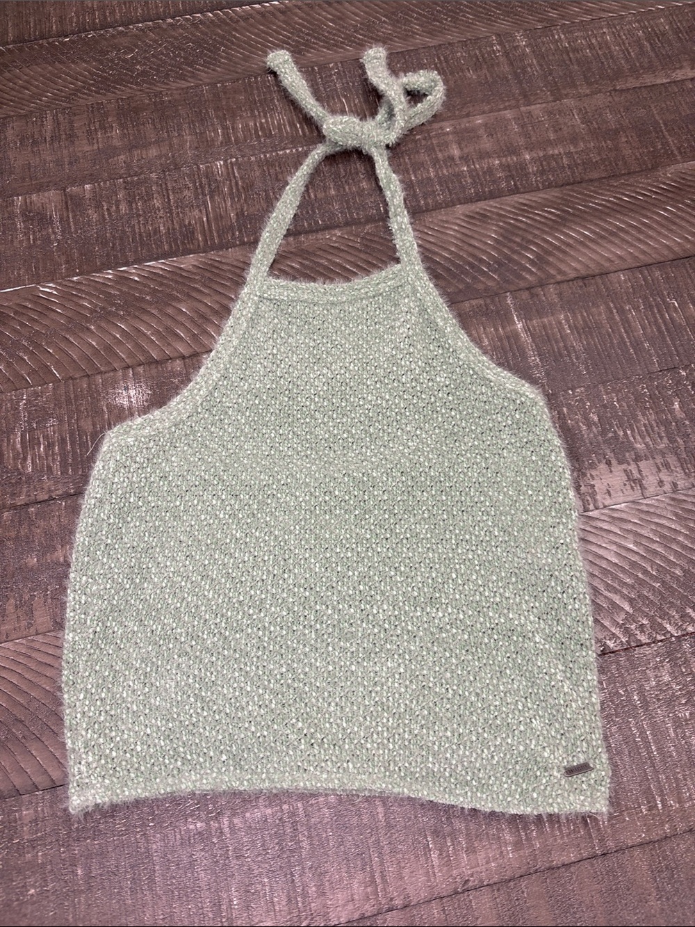 Hollister Sage Green Knit Halter Crop Top Juniors